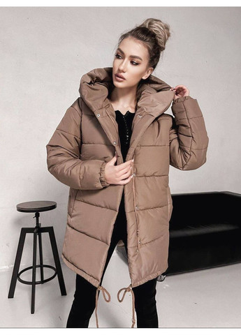 Кофейный демисезонный Пуховик No Brand