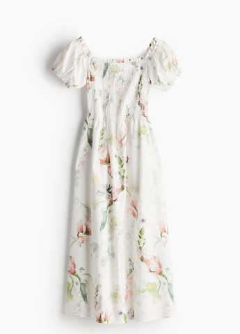Белое кэжуал платье H&M с цветочным принтом