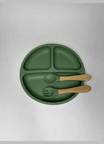 Посуда детская Силиконовая для первого прикорма набор из 6 предметов Хаки (0016) No Brand (311669272)