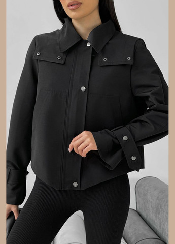 Черная демисезонная укороченная куртка прямого кроя черного цвета косуха Jadone Fashion