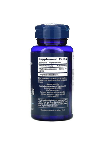 Стимулятор тестостерону DHEA Dissolve 25 mg, 100 таблеток Life Extension (324421732)