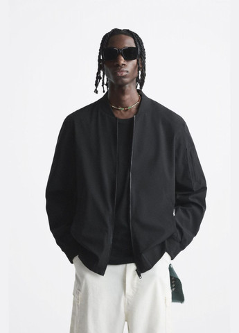 Чорна демісезонна куртка Zara бомбер 8281 375 BLACK
