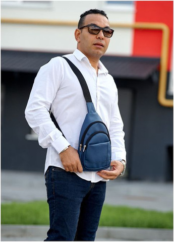 Мужская сумка через плечо слинг Brooklyn 0SH темно-синий (R-83111016m-VS) Sambag (302450122)