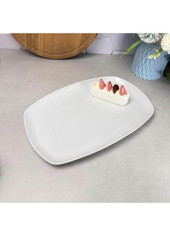 Белое плоское блюдо с бортиками 35*23 см No Brand (325696366)
