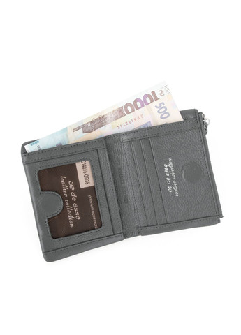 Женский кожаный кошелек маленький LC14016-GD35 серый на магните De Esse (369143626)