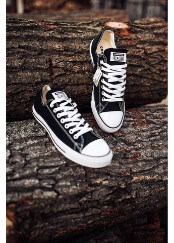 Чорні Осінні кеди чоловічі converse low black white black line конверс No Brand