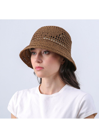 Панама женская вязаная целлюлоза коричневая ЛИЕНЦ LuckyLOOK 819-863 (336025373)