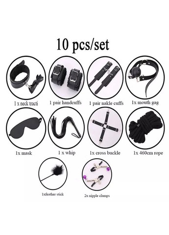 Еротичний набір БДСМ аксесуарів для садо-мазо 10 предметів Червоний No Brand (340914674)