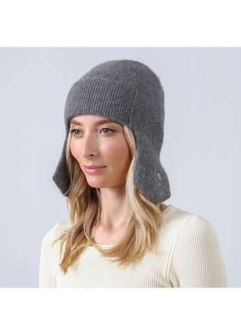 Шапка ушанка женская вискоза с ангорой серая ЛУЗ LuckyLOOK 886-926 (352690877)