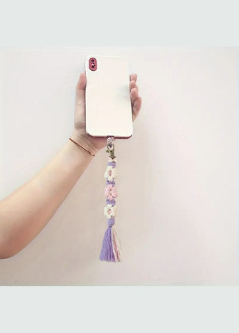 Набір макраме для ручного плетіння і в'язання брелока "Квіти" для ключів і аксесуарів 20х2. 2 см, фіолетовий No Brand (344573512)