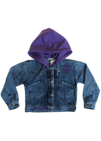 Синя демісезонна куртка джинсова 10001 g синій і фіолетовий Toontoy