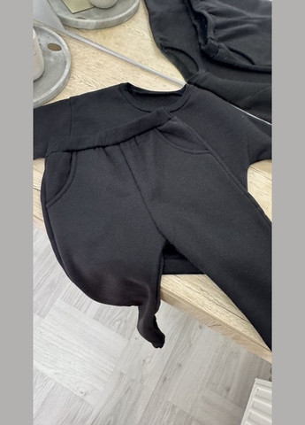 Чорний демісезонний дитячий утеплений спортивний костюм BabyStyle