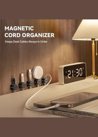 Органайзер фіксатор кабелю тримач менеджмент для дроту затискач стяжка самоклеючий кліпса магнітний 1 шт Чорний Joyroom (340276220)