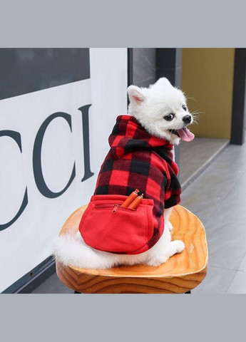 Худи для собак с карманом Pet Style "Сосиска" Чернокрасная клетка XS No Brand - (323234416)