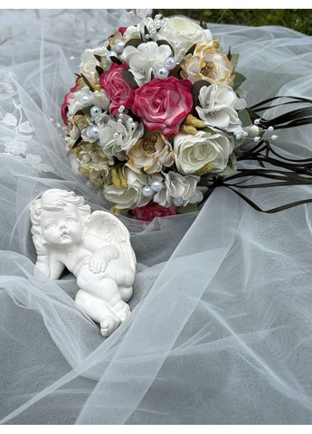 Букет-дублер нареченої зі штучних квітів Весільний букет-дублер з рожевими трояндами No Brand (367056145)