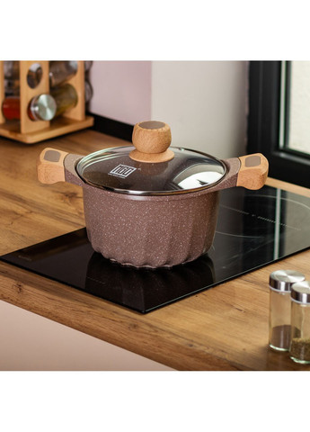 Каструля алюмінієва MGC з антипригарним покриттям 3 л, кавовий MGC HP-4-432CO No Brand (373399874)