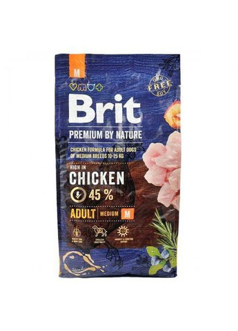 Сухий корм Dog Adult M для дорослих собак середніх порід, з куркою, 8 кг (*) Brit Premium (323219622)