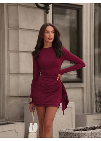 Бордовое коктейльное, вечернее, кэжуал женское платье силуэтная FINO Mode