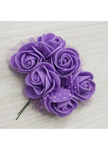 Фоамирановые розочки с Фатином (6шт) цвет-фиолетовый Plus-plus (353393256)