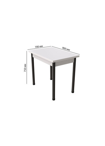Обеденный стол-трансформер раскладной Берта 750x1400x900 Черный металл ДСП Белое 16 мм Ferrum-decor (361113587)