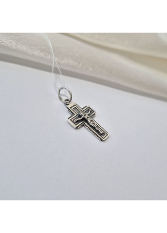 Срібний прямий хрест із розп'яттям срібло 925 проби Чорнене 3130хр 2.10г Nobrand (363969150)