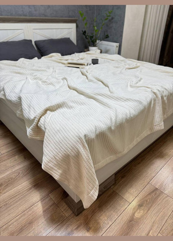 Покрывало Плед Косичка Полуторное 160х230 Хлопковое Кремовое No Brand (316714565)