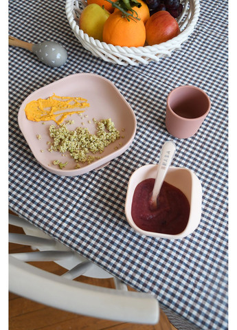 Набор: тарелка, чашка, стакан, ложка 4+ розовый/кремовый, арт. 913604 Beaba (370271562)