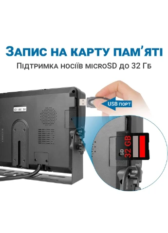 Комплект с 2-мя камерами заднего вида и 9" монитором A2805 | парковочная система с записью видео для грузовых автомобилей Podofo (375216756)
