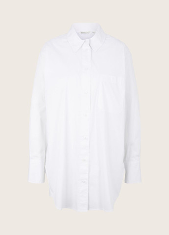 Белая кэжуал рубашка однотонная Tom Tailor