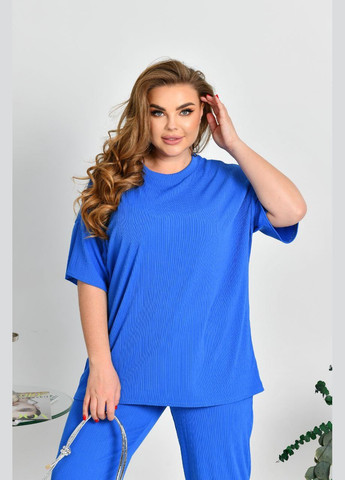 Женский костюм больших размеров футболка и брюки синий You Best (291839873)