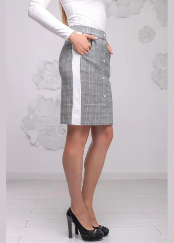 Серая офисная в клетку юбка Seventeen а-силуэта (трапеция)