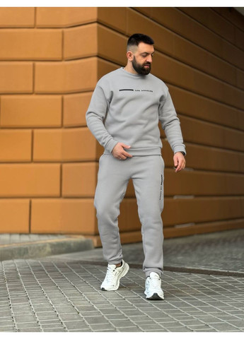 Сірий зимній трендовий чоловічий костюм для осені та зими брючний No Brand