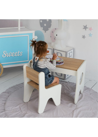 Комплект дитячих меблів столик та стільчик 70×45×51, стіл та стілець у дитячу білий з деревом No Brand (361259096)
