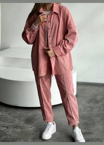 Шикарний якісний костюм кольору пудра двійка (сорочка+штани) з мікро-вельвету ідеально підходить для прогулянки ввечері No Brand 082-3 (285785921)