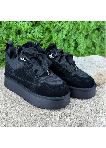 Жіночі кеди замшеві на шнурівці Е-002075-1 Чорні No Brand (366065117)