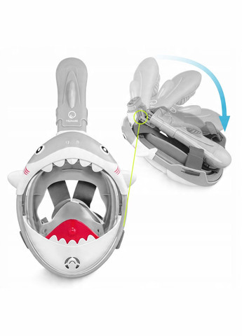 Маска для снорклинга Shark полнолицевая, детская Grey (P-5905973405447) TSUNAMI (345707434)