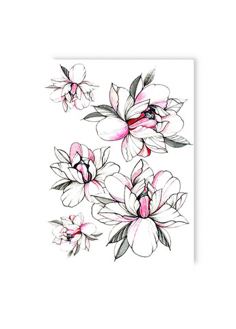 Тимчасове водостійке тату "Великі рожеві квіти" No Brand (312538018)