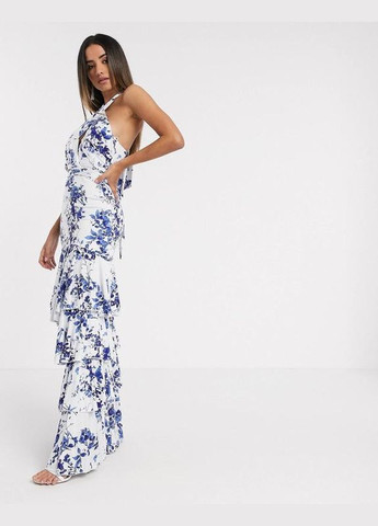 Белое эксклюзивное платье макси в цветы от Forever Unique