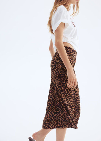 Темно-бежевая леопардовая юбка H&M