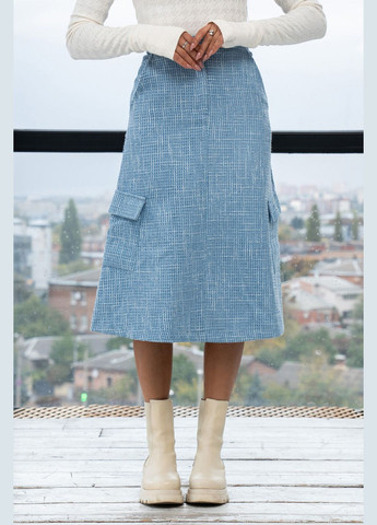 Спідниця трапеція міді довжини з бічними та накладними кишенями — демісезонна спідниця з костюмної тканини шанель (СП 0523) RiMari (334892726)