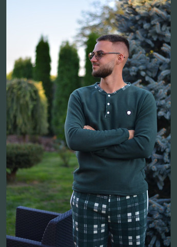 Флисовая теплая мужская пижама / домашний костюм. (зеленый) Pijamoni (307497337)