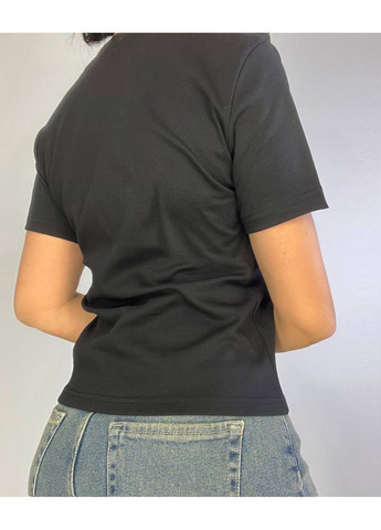 Футболка жіноча A-N 25197 вишивка літера F однотонна базова середня довжина one size No Brand - (321629867)