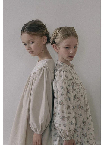 Бежева дитяча сукня для дівчинки louisiella 24085 бежевий No Brand (370563108)