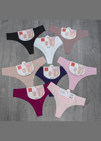 Бесшовные стринги с принтом "мелкий горох" комплект 5 шт No Brand Стрінги (316230135)