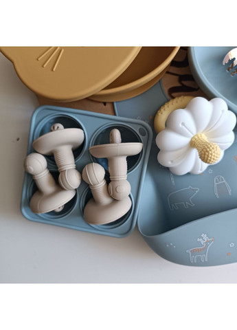 Набір силіконового посуду для першого прикорму з гризунцем і формою для морозива (0369) No Brand (368999937)
