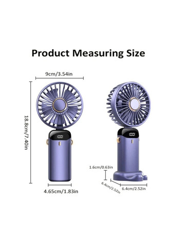 Вентилятор ручний з акумулятором micro USB темно-синій No Brand (302678834)