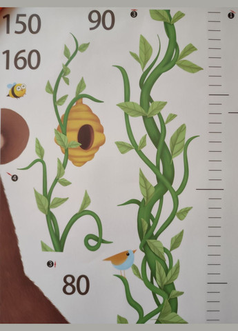 Ростомер наклейка на стену Мишка лиса зайчик и котик (лист 90 х 60 см) Б331 No Brand (334884602)