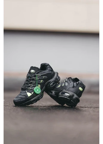 Чорні кросівки чоловічі nike air max terraspace black green найк аір макс плюс чорні демісезон No Brand