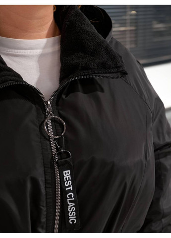 Черная демисезонная женская куртка пальто демисезонная батальные размеры No Brand