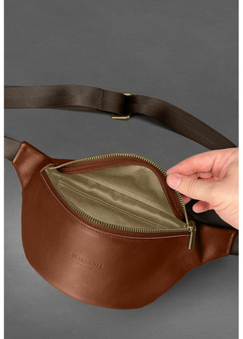 Кожаная поясная сумка-бананка Kanny светло-коричневая BlankNote (348359374)